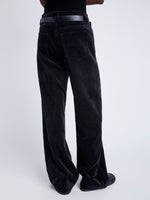 Proenza Schouler Back cropped image of model wearing Donovan Pant in Chenille Suiting in BLACK