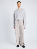 Proenza Schouler Front full length image of model wearing Donovan Pant in Chenille Suiting in ROSEWATER