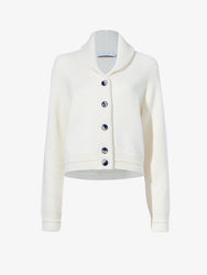 Proenza Schouler Still Life image of Lou Knit Cardigan in Wool Blend in OFF WHITE