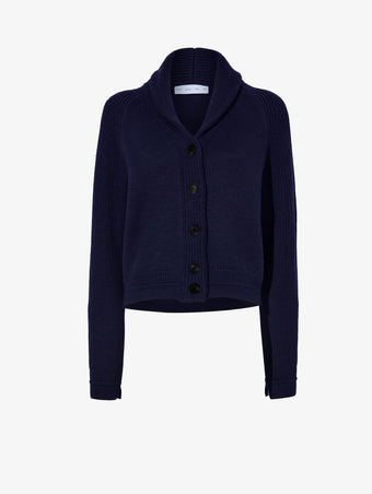 Proenza Schouler Still Life image of Lou Knit Cardigan in Wool Blend in NAVY