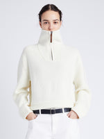 Proenza Schouler Front cropped image of model wearing Sienna Knit Sweater in Wool Blend in OFF WHITE