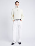 Proenza Schouler Front full length image of model wearing Sienna Knit Sweater in Wool Blend in OFF WHITE