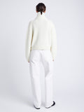 Proenza Schouler Back full length image of model wearing Sienna Knit Sweater in Wool Blend in OFF WHITE