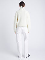 Proenza Schouler Back full length image of model wearing Sienna Knit Sweater in Wool Blend in OFF WHITE