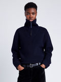 Proenza Schouler Front cropped image of model wearing Sienna Knit Sweater in Wool Blend in NAVY