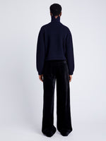 Proenza Schouler Back full length image of model wearing Sienna Knit Sweater in Wool Blend in NAVY