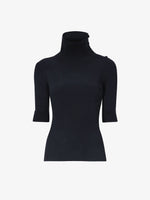 Proenza Schouler Still Life image of Daxton Sweater in Viscose Rib in BLACK in high neck