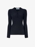 Proenza Schouler Flat image of Isla Knit Henley in Ribbed Knits in black