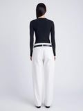 Proenza Schouler back image of model wearing Isla Knit Henley in Ribbed Knits in black