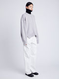 Proenza Schouler Side image of model wearing Kellen Sweater in Wool in LIGHT GREY