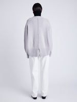 Proenza Schouler Back image of model wearing Kellen Sweater in Wool in LIGHT GREY