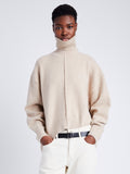 Proenza Schouler Cropped Front image of model wearing Kellen Sweater in Wool in BIRCH