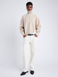 Proenza Schouler Front image of model wearing Kellen Sweater in Wool in BIRCH