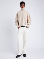 Proenza Schouler Front image of model wearing Kellen Sweater in Wool in BIRCH