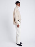 Proenza Schouler Side image of model wearing Kellen Sweater in Wool in BIRCH