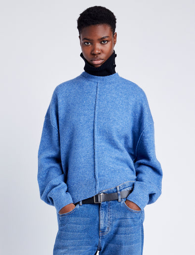 Proenza Schouler Cropped Front image of model wearing Kellen Sweater in Wool in NORDIC