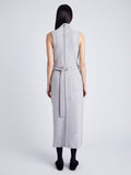 Proenza Schouler Back full length image of model wearing Zola Knit Dress in Wool Blend in LIGHT GREY