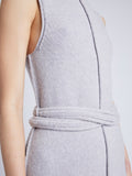 Proenza Schouler Detail image of model wearing Zola Knit Dress in Wool Blend in LIGHT GREY