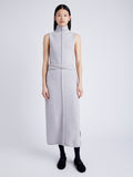 Proenza Schouler Front full length image of model wearing Zola Knit Dress in Wool Blend in LIGHT GREY