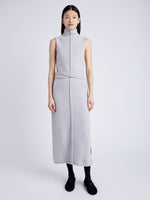 Proenza Schouler Front full length image of model wearing Zola Knit Dress in Wool Blend in LIGHT GREY