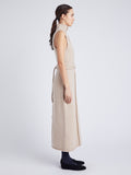 Proenza Schouler Side full length image of model wearing Zola Knit Dress in Wool Blend in BIRCH