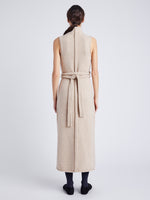 Proenza Schouler Back full length image of model wearing Zola Knit Dress in Wool Blend in BIRCH