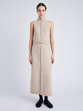 Proenza Schouler Front full length image of model wearing Zola Knit Dress in Wool Blend in BIRCH