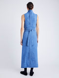 Proenza Schouler Back full length image of model wearing Zola Knit Dress in Wool Blend in NORDIC