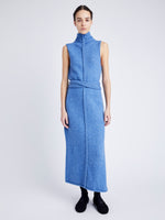 Proenza Schouler Front full length image of model wearing Zola Knit Dress in Wool Blend in NORDIC