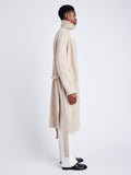 Proenza Schouler Side full length image of model wearing Lenora Knit Cardigan in Wool Blend in BIRCH