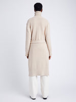 Proenza Schouler Back full length image of model wearing Lenora Knit Cardigan in Wool Blend in BIRCH