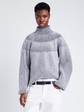 Proenza Schouler Front cropped image of model wearing Brynn Sweater in Knit Jacquard in GREY/PALE GREY MELANGE