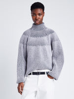 Proenza Schouler Front cropped image of model wearing Brynn Sweater in Knit Jacquard in GREY/PALE GREY MELANGE