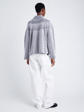 Proenza Schouler Back full length image of model wearing Brynn Sweater in Knit Jacquard in GREY/PALE GREY MELANGE