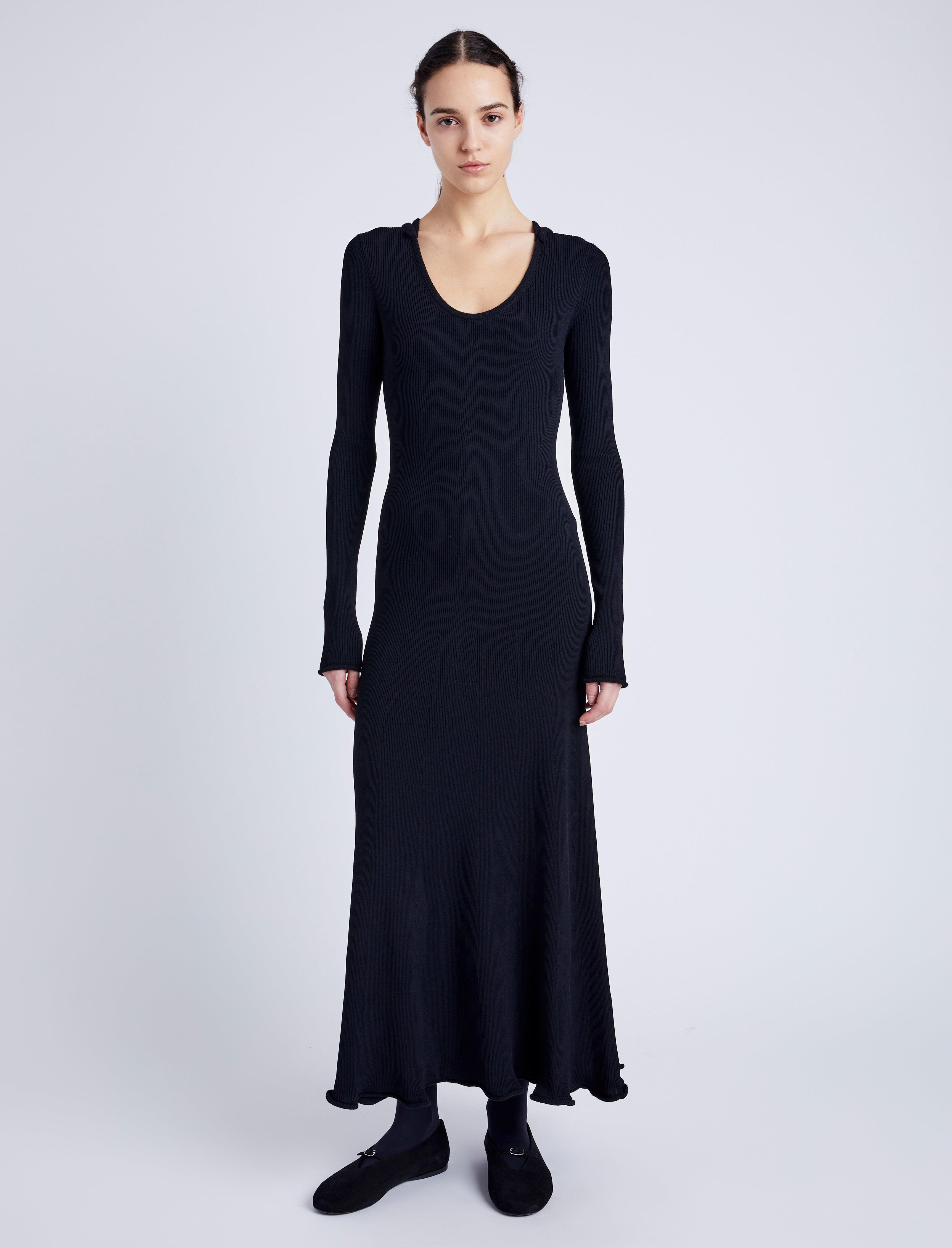 Elie Knit Dress in Viscose Rib Black