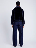 Proenza Schouler Back full length image of model wearing Anais Bomber in Shearling in INK