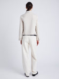 Proenza Schouler Back full length image of model wearing Emilie Jacket in Double Face Wool in ENOKI