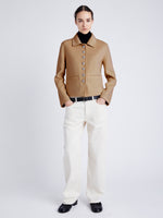 Proenza Schouler front image of model wearing Emilie Jacket in Double Face Wool in CAMEL