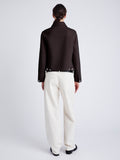 Proenza Schouler back image of model wearing Emilie Jacket in Double Face Wool in HICKORY