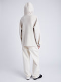 Proenza Schouler Back full length image of model wearing Isaac Hoodie in Double Face Wool in ENOKI