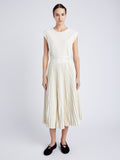 Proenza Schouler Front full length image of model wearing Rosalyn Skirt in Faux Leather in ENOKI