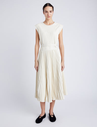 Proenza Schouler Front full length image of model wearing Rosalyn Skirt in Faux Leather in ENOKI