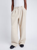 Proenza Schouler Front cropped image of model wearing Tristan Knit Pant in Cloque in OATMEAL MELANGE