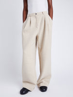 Proenza Schouler Front cropped image of model wearing Tristan Knit Pant in Cloque in OATMEAL MELANGE