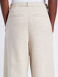 Proenza Schouler Detail image of model wearing Tristan Knit Pant in Cloque in OATMEAL MELANGE