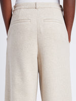 Proenza Schouler Detail image of model wearing Tristan Knit Pant in Cloque in OATMEAL MELANGE