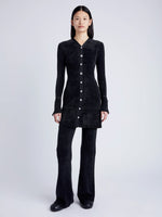 Proenza Schouler front image of model wearing Evie Knit Pant in Chenille in BLACK