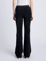 Proenza Schouler cropped back image of model wearing Evie Knit Pant in Chenille in BLACK