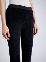 Proenza Schouler detail image of model wearing Evie Knit Pant in Chenille in BLACK