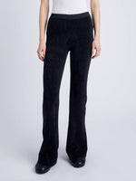 Proenza Schouler cropped front image of model wearing Evie Knit Pant in Chenille in BLACK